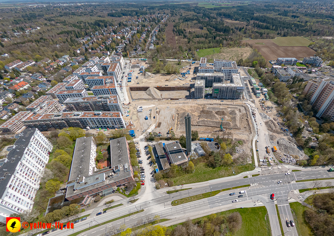 21.04.2023 - Luftbilder von der Baustelle Alexisquartier und Pandion Verde in Neuperlach